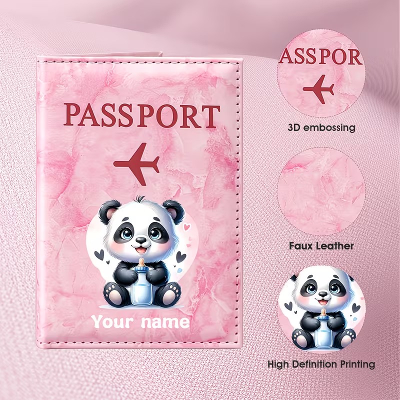 Travel Accessories Designer - Personalized Name Custom Cute Panda Illustration