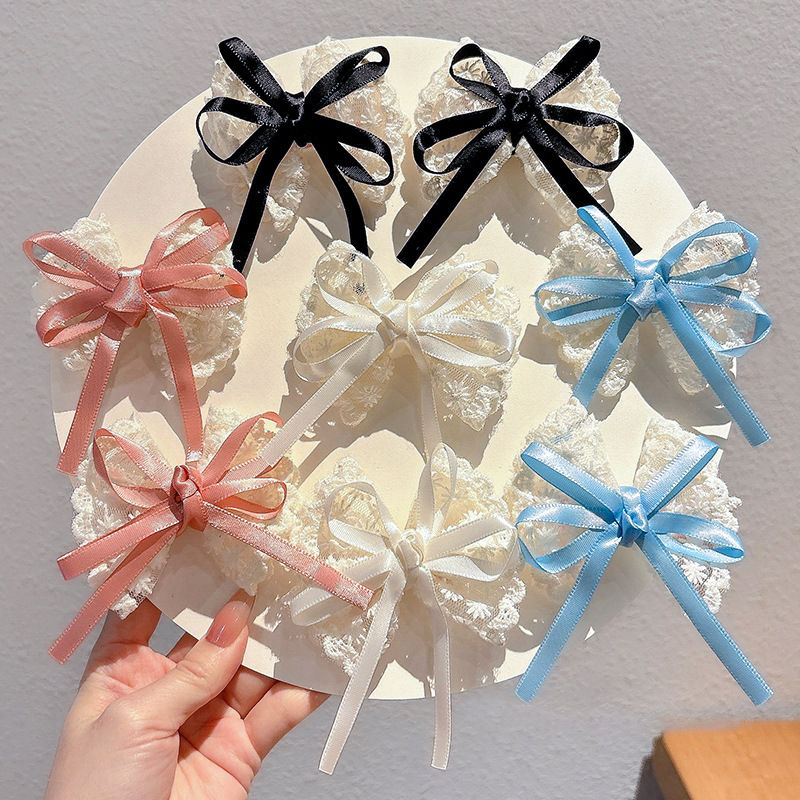 2Pcs Elegant Lace Bow Hairpins - Travel Accessories Designer 评论和价格