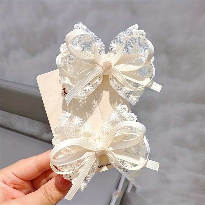 2Pcs Elegant Lace Bow Hairpins - Travel Accessories Designer 评论和价格