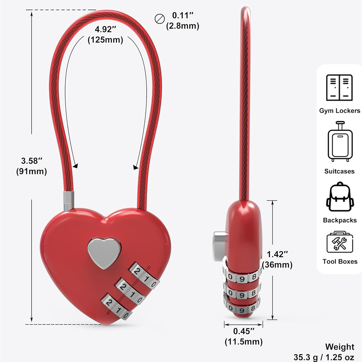 Pink Heart-Shaped 3-Digit Comb - Travel Accessories Cute 评论和价格