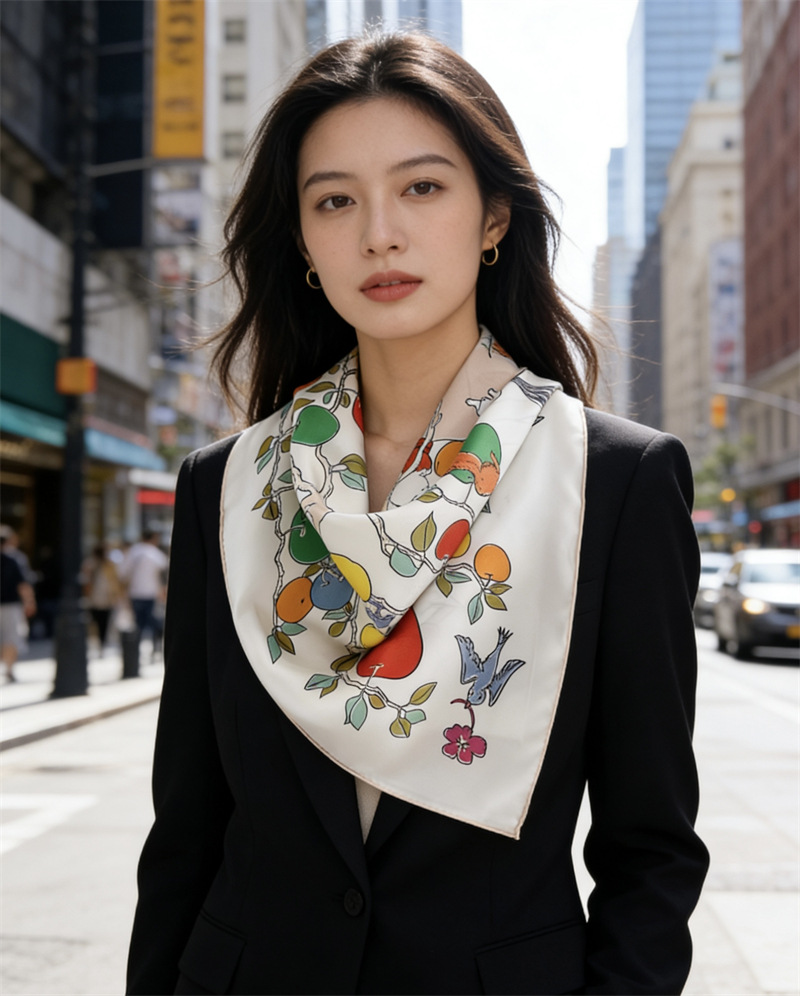 AB Faced Print Silk Scarf 18MM - Travel Accessories Designer 评论和价格