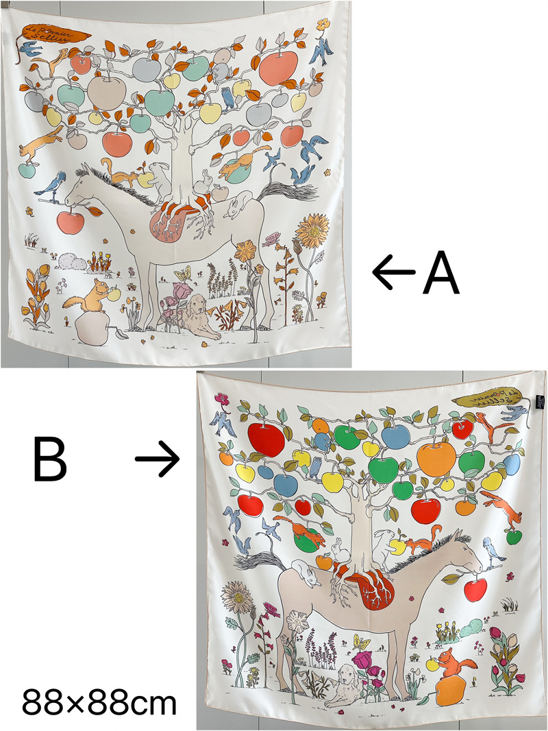 AB Faced Print Silk Scarf 18MM - Travel Accessories Designer 评论和价格
